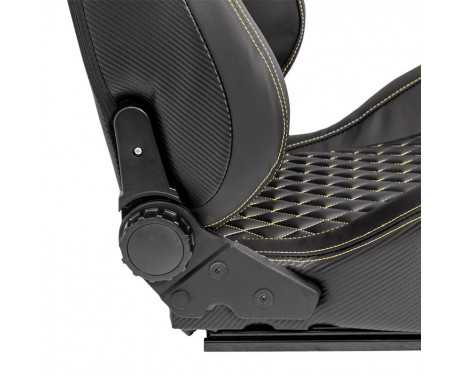Sports seat 'AK' - Black Artificial leather + Yellow stitching / piping, Image 5