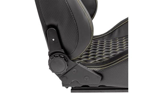 Sports seat 'AK' - Black Artificial leather + Yellow stitching / piping, Image 5