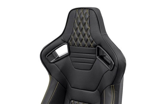Sports seat 'AK' - Black Artificial leather + Yellow stitching / piping, Image 8