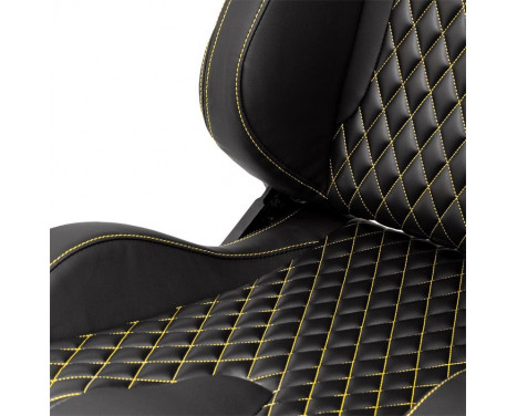 Sports seat 'AK' - Black Artificial leather + Yellow stitching / piping, Image 7