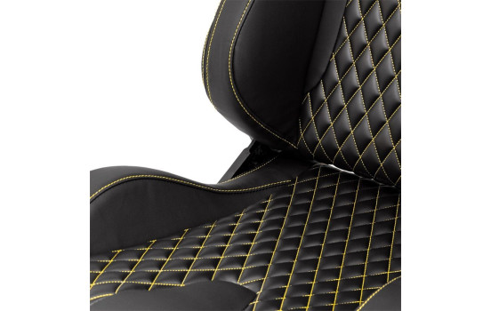 Sports seat 'AK' - Black Artificial leather + Yellow stitching / piping, Image 7
