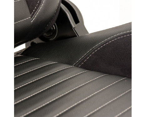 Sports seat 'Classic II' - Black Artificial leather + Suede + Gray stitching - Left side adjustable backrest, Image 7