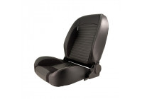 Sports seat 'Classic II' - Black Artificial leather + Suede + Gray stitching - Left side adjustable backrest