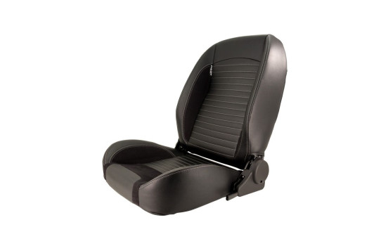 Sports seat 'Classic II' - Black artificial leather + suede + gray stitching - Left side adjustment