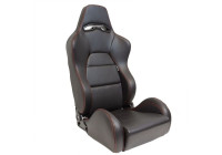 Sports seat 'Eco' - Black artificial leather + Red stitching - Adjustable backrest on the left side