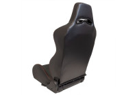 Sports seat 'Eco' - Black Artificial leather + Red stitching - Right side adjustable backrest