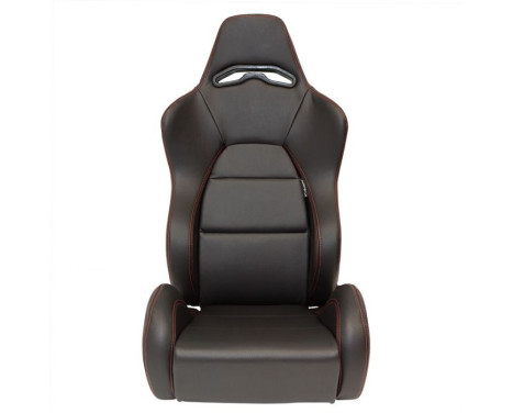 Sports seat 'Eco' - Black Artificial leather + Red stitching - Right side adjustable backrest, Image 2