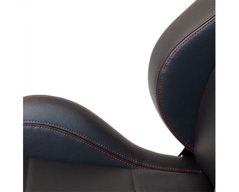 Sports seat 'Eco' - Black Artificial leather + Red stitching - Right side adjustable backrest, Image 8