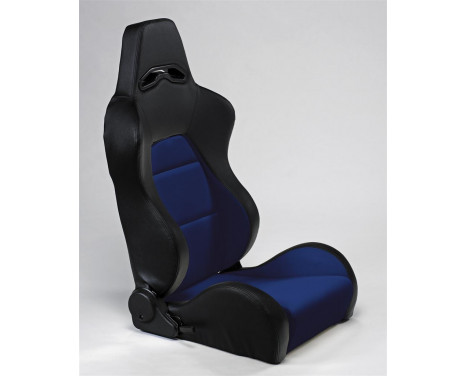 Sports seat 'Eco' - Black/Blue Artificial leather - adjustable backrest - incl. slides