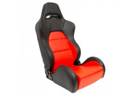 Sports seat 'Eco' - Black/Red Artificial leather - Left side adjustable backrest