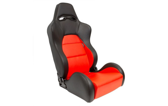 Sports seat 'Eco' - Black/Red Artificial leather - Left side adjustable backrest