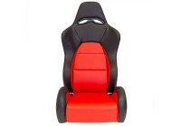 Sports seat 'Eco' - Black/Red Artificial leather - Right side adjustable backrest