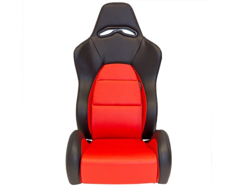 Sports seat 'Eco' - Black/Red Artificial leather - Right side adjustable backrest