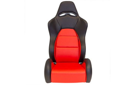 Sports seat 'Eco' - Black/Red Artificial leather - Right side adjustable backrest