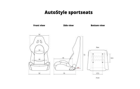 Sports seat 'Eco' - Black/Red Artificial leather - Right side adjustable backrest, Image 10