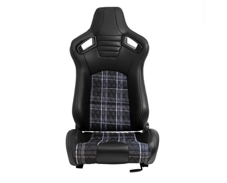 Sports seat 'GT' - Black Artificial leather + Fabric in Gray diamond pattern + Gray stitching - Versatile on bot, Image 3