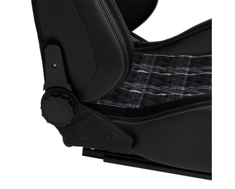 Sports seat 'GT' - Black Artificial leather + Fabric in Gray diamond pattern + Gray stitching - Versatile on bot, Image 5