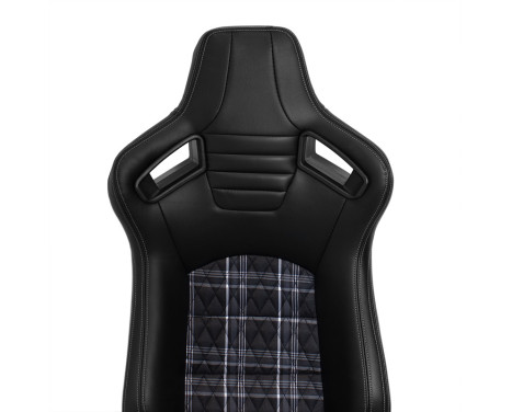 Sports seat 'GT' - Black Artificial leather + Fabric in Gray diamond pattern + Gray stitching - Versatile on bot, Image 6