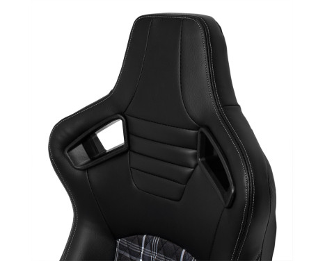 Sports seat 'GT' - Black Artificial leather + Fabric in Gray diamond pattern + Gray stitching - Versatile on bot, Image 8