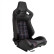 Sports seat 'GT' - Black Artificial leather + Fabric in Red diamond pattern + Red stitching - Double-sided