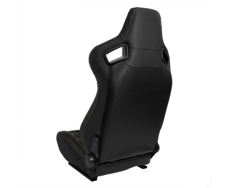 Sports seat 'GT' - Black Artificial leather + Fabric in Yellow diamond pattern + Yellow stitching - Double-sided, Image 2