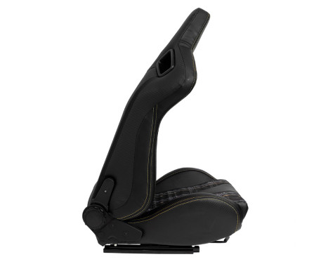Sports seat 'GT' - Black Artificial leather + Fabric in Yellow diamond pattern + Yellow stitching - Double-sided, Image 4