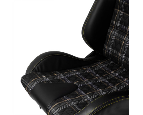 Sports seat 'GT' - Black Artificial leather + Fabric in Yellow diamond pattern + Yellow stitching - Double-sided, Image 7