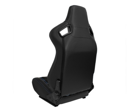 Sports seat 'GT' - Black leatherette + fabric in blue diamond pattern + blue stitching - Double-sided, Image 2