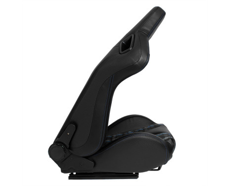 Sports seat 'GT' - Black leatherette + fabric in blue diamond pattern + blue stitching - Double-sided, Image 4