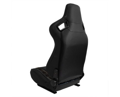 Sports seat 'GT' - Black leatherette + fabric in gray diamond pattern + gray stitching - Double-sided, Image 2