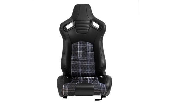 Sports seat 'GT' - Black leatherette + fabric in gray diamond pattern + gray stitching - Double-sided, Image 3