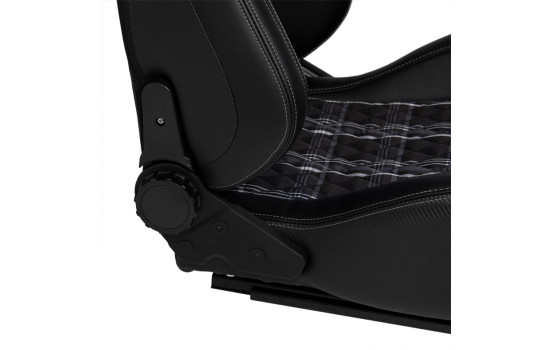 Sports seat 'GT' - Black leatherette + fabric in gray diamond pattern + gray stitching - Double-sided, Image 5