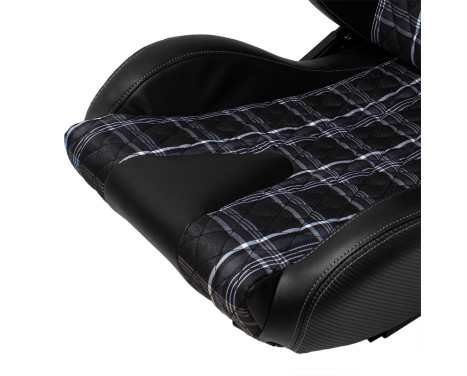 Sports seat 'GT' - Black leatherette + fabric in gray diamond pattern + gray stitching - Double-sided, Image 7