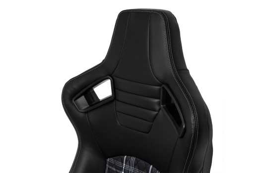 Sports seat 'GT' - Black leatherette + fabric in gray diamond pattern + gray stitching - Double-sided, Image 8
