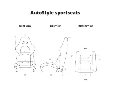 Sports seat 'GT' - Black leatherette + fabric in gray diamond pattern + gray stitching - Double-sided, Image 11