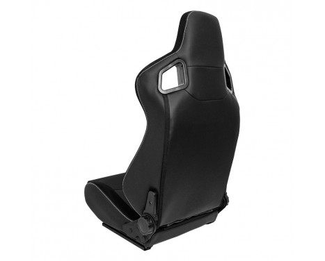 Sports seat 'JW' - Black Artificial leather + Silver stitching - Double-sided adjustable backrest, Image 2