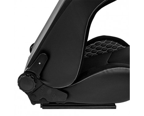 Sports seat 'JW' - Black Artificial leather + Silver stitching - Double-sided adjustable backrest, Image 5