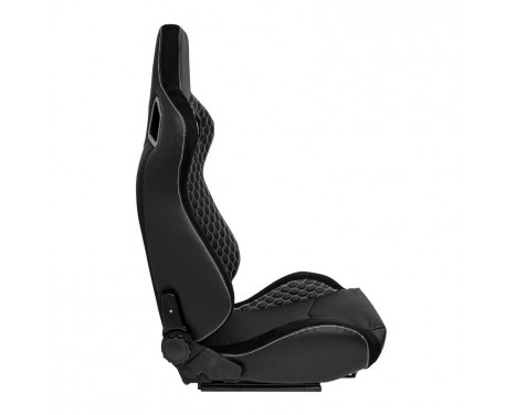 Sports seat 'JW' - Black Artificial leather + Silver stitching - Double-sided adjustable backrest, Image 4