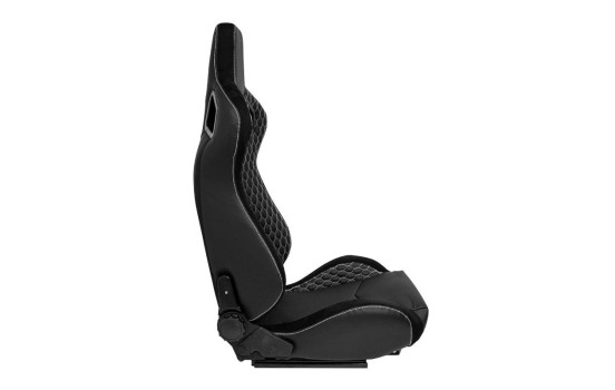 Sports seat 'JW' - Black Artificial leather + Silver stitching - Double-sided adjustable backrest, Image 4