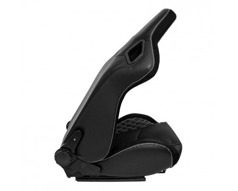 Sports seat 'JW' - Black Artificial leather + Silver stitching - Double-sided adjustable backrest, Image 6