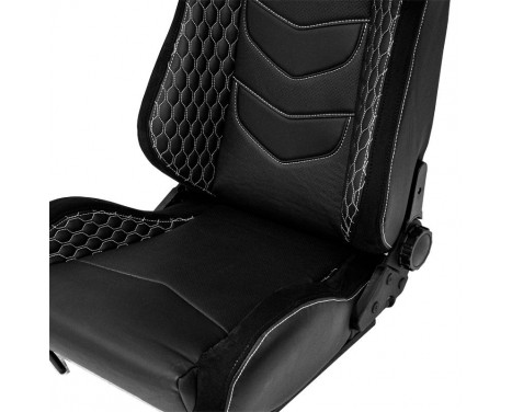 Sports seat 'JW' - Black Artificial leather + Silver stitching - Double-sided adjustable backrest, Image 7