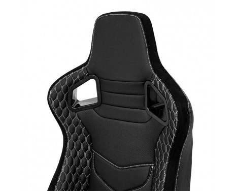 Sports seat 'JW' - Black Artificial leather + Silver stitching - Double-sided adjustable backrest, Image 8