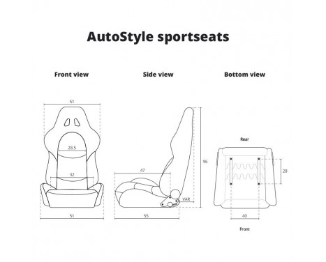 Sports seat 'LH' - Black Artificial leather - Double-sided adjustable backrest - incl, Image 10