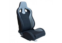 Sports seat 'MR' - Black artificial leather + Gray Pine textile - Adjustable on both sides