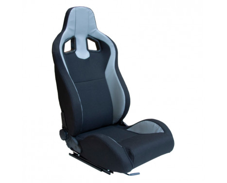 Sports seat 'MR' - Black artificial leather + Gray Pine textile - Adjustable on both sides