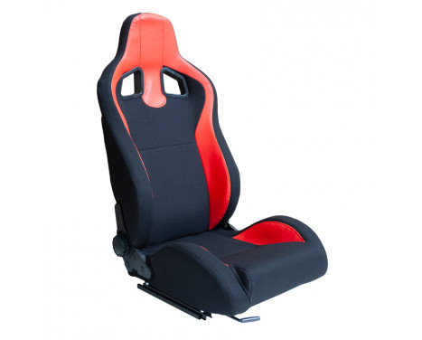 Sports seat 'MR' - Black artificial leather + Red Pine textile - Double-sided adjustable backrest - incl.