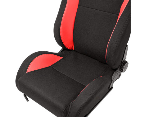 Sports seat 'MR' - Black artificial leather + Red Pine textile - Double-sided adjustable backrest - incl., Image 7