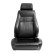 Sports seat 'Retro' - Black artificial leather + silver stitching - Double-sided adjustable backrest