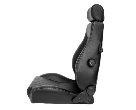 Sports seat 'Retro' - Black artificial leather + silver stitching - Double-sided adjustable backrest, Image 4