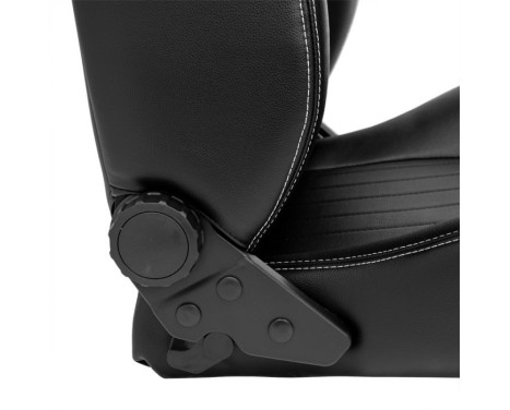 Sports seat 'Retro' - Black artificial leather + silver stitching - Double-sided adjustable backrest, Image 8